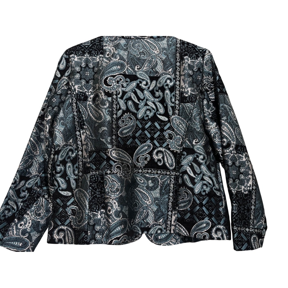 New Christopher & Banks Paisley Jacquard Jacket Blue Metallic black XL Luxury - Picture 2 of 9
